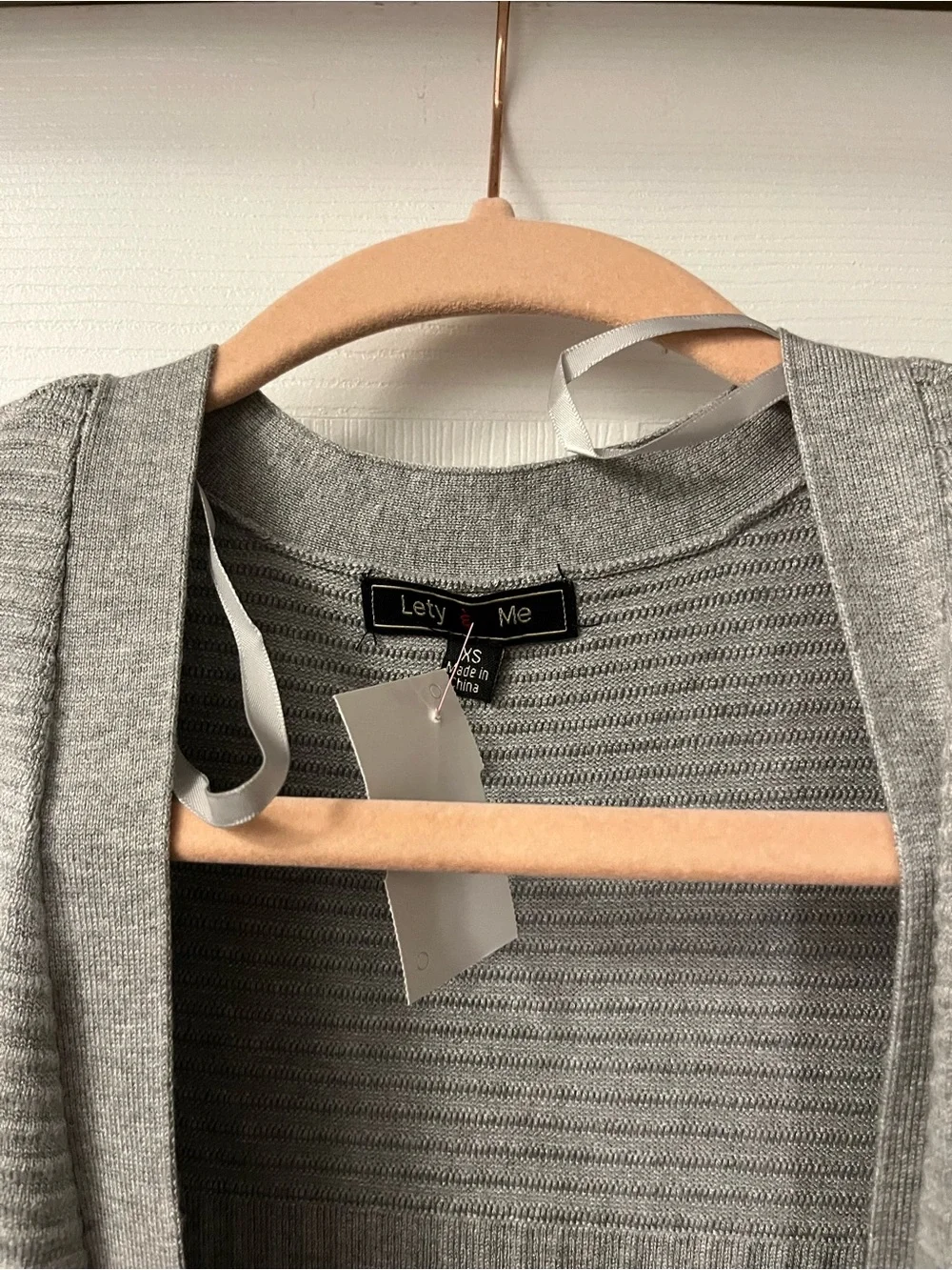 Open-Front Long Ribbed Cardigan Sweater - Gray - Picture 2 of 4